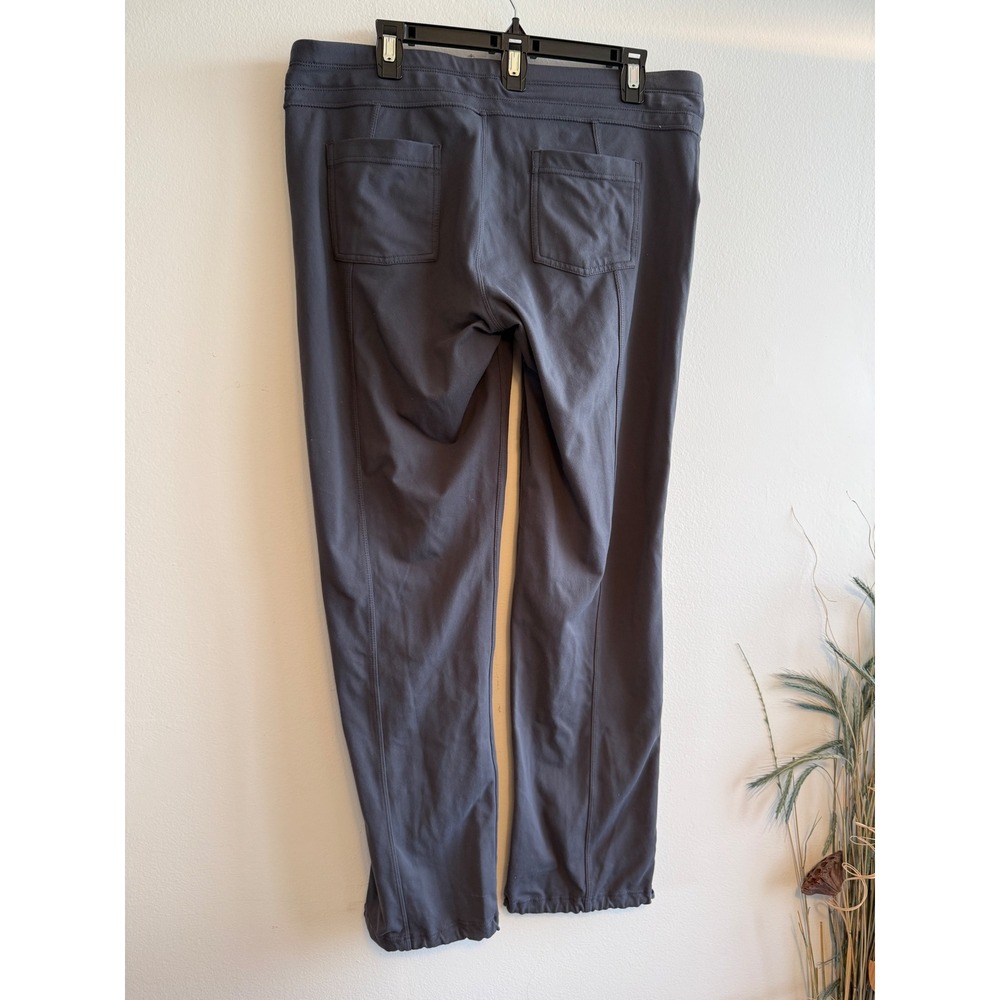 Athleta Womens Charcoal Grey Straight Leg Yoga Pants Large Zip Pocket Bungee Hem